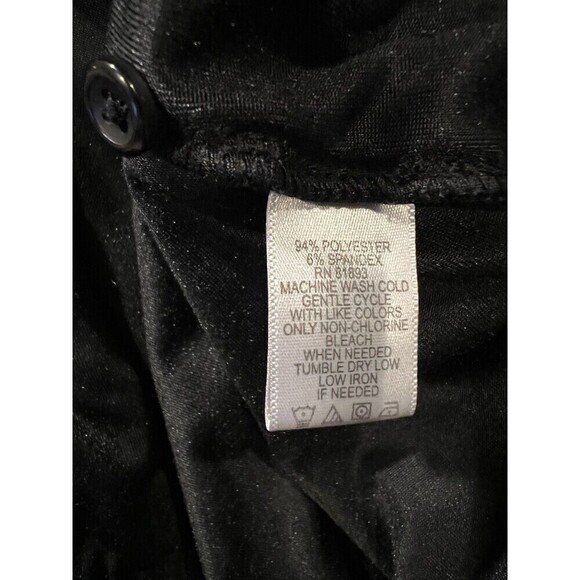 D & Co. Women's Stretch Velvet Top Black Button Up Blouse QVC Size XL - Picture 6 of 6